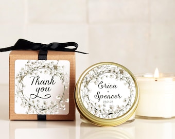 Personalized Wedding Favor Candles: Baby's Breath, Eco-Friendly Soy Wax