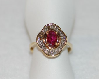 Ruby and Diamond Baguette Ring