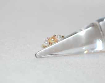 Three Pearl and Diamond Ring