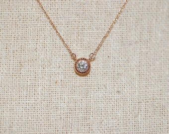 Rosette Diamond Solitaire Necklace