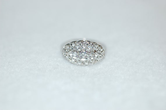 Victorian Diamond Cluster Vintage Style 14K White Gold Ring