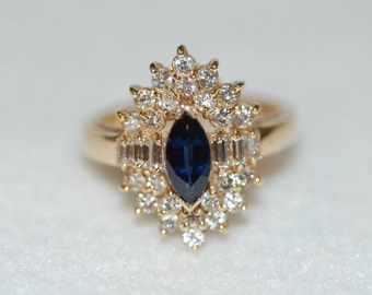 Marquis Sapphire and Diamond All Around Ring