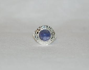 Tanzanite Cabochon Zodiac Ring