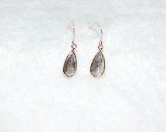Salt & Pepper Diamond Pear Drop 14K Yellow Gold Earrings