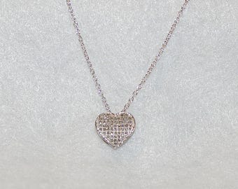 Diamond Heart Silver Necklace