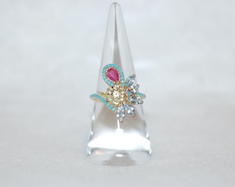 Gemstone Fan Cocktail Ring