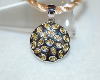 Diamond Eye Pendant in Sterling Silver and Gold Plating