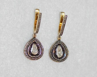 Large Diamond Tear Drop Earrings