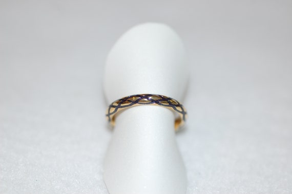 Hidalgo Harlequin Enamel Gold Band Ring - image 2