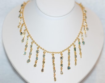 Rose Cut Salty Diamonds Fring Cascade Adjustable Length Necklace