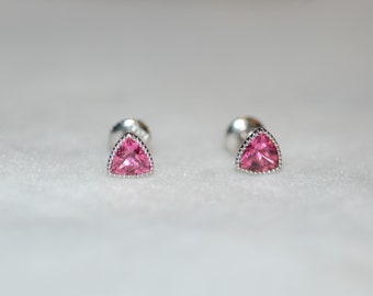 Tourmaline Platinum Trilliant Stud Earrings