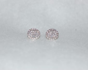 Sustainable Lab Grown Diamond Oval Cluste Stud Earrings