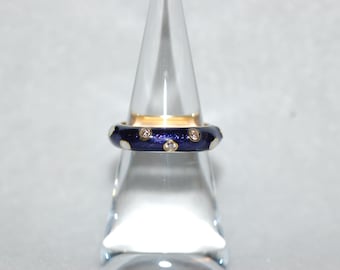 Hidalgo Diamond Polka Dot Enamel Gold Band