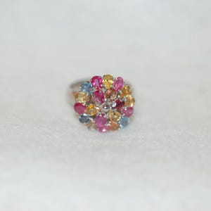 Ruby and Fancy Sapphire Cluster Cocktail Ring