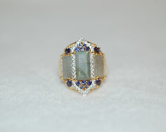 Double Crown Gemstone Ring