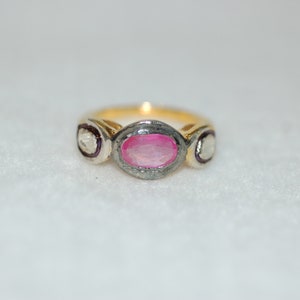 Three Stone Ruby and Diamond Ring