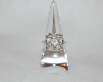 Six Stone Geometric Stained Glass Diamond Ring