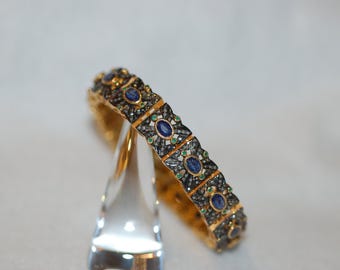 WOW Sapphire Emerald and Diamond Antique Style Bracelet