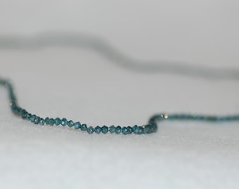 Teal Fancy Diamond Beads Rivière Yellow Gold Necklace