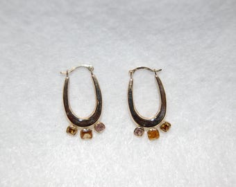 Cushion Cut Fancy Diamonds Gold Hoop Earrings