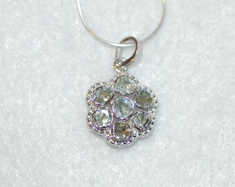 Rose Cut Diamond Flower Lattice Silver Necklace