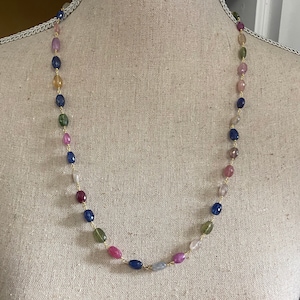 Multi Color Sapphire Tin Cup Necklace