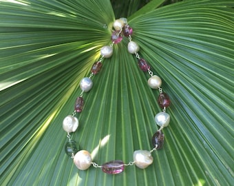 Pearl and Quartz Bubble Gum Necklace
