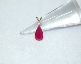 Ruby and Diamond Teardrop Pendant