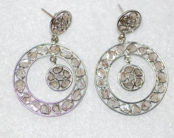 Diamond Door Knocker Sterling Silver Statement Earrings