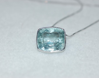 Freeform Aquamarine 14k White Gold Statement Necklace