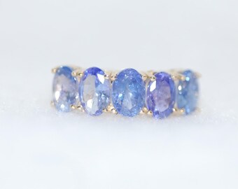 Five Stone Tanzanite Ring 10K Yellow Gold