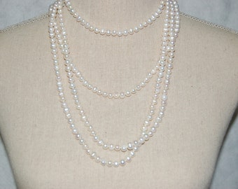 Never Ending White Pearl Necklace - Etsy Never Ending White Pearl Necklace - Etsy