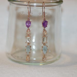 Mixed Cut Gemstone Drop Earrings