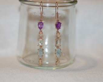 Mixed Cut Gemstone Drop Earrings