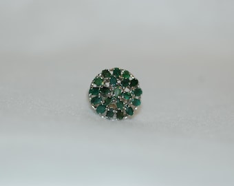 Oval Emeralds Cluster Cocktail Silver Ring