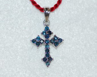 Antique Style Sapphire Cross Pendant Necklace
