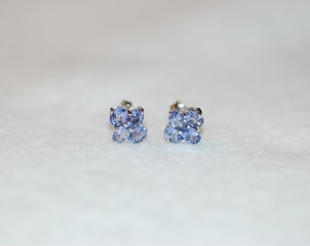 Tanzanite Clover Stud Earrings