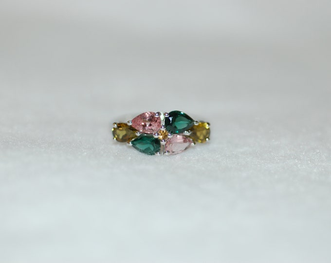 Featured listing image: Six Teardrop Tourmaline Ring