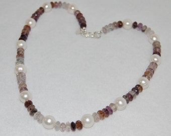 Pearl and Moss Amethyst Tin Cup Necklace