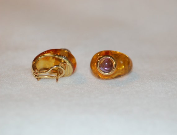 Amber and Amethyst Teardrop Earrings - image 2