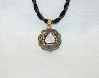 Antique Style Bold Scroll and Filigree Diamond Necklace