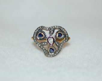 Diamond and Sapphire Waves Ring
