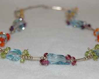 Multi Gemstone Freeform Fringe Necklace