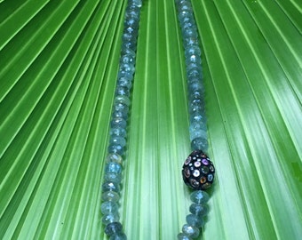 Confetti Tourmaline Diamond Drop with Moss Aquamarine Collier