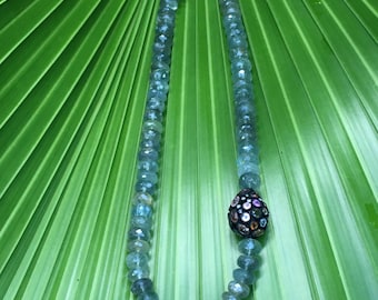 Confetti Tourmaline Diamond Drop with Moss Aquamarine Collier