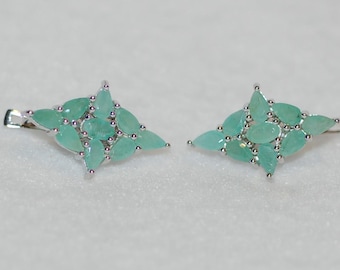 Emerald Star Latch Back Silver Earrings