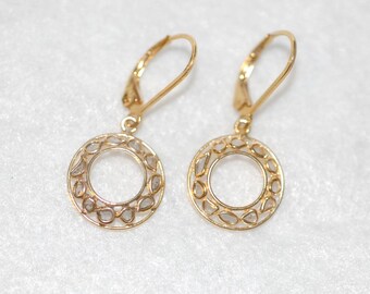 Diamond Slice Dangle Earrings Gold Plated Sterling Silver