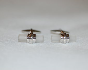 Cylinder Quartz and Gold Cuff Links