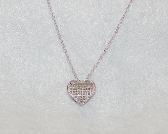 Diamond Heart Silver Necklace