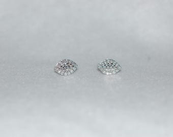 Sustainable Lab Grown Diamond Cluster Marquise 14K White Gold Stud Earrings